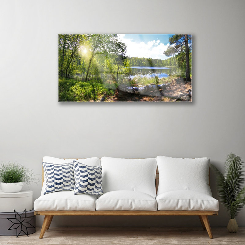 Nature Forest Lake - Unframed Photograph on Glass