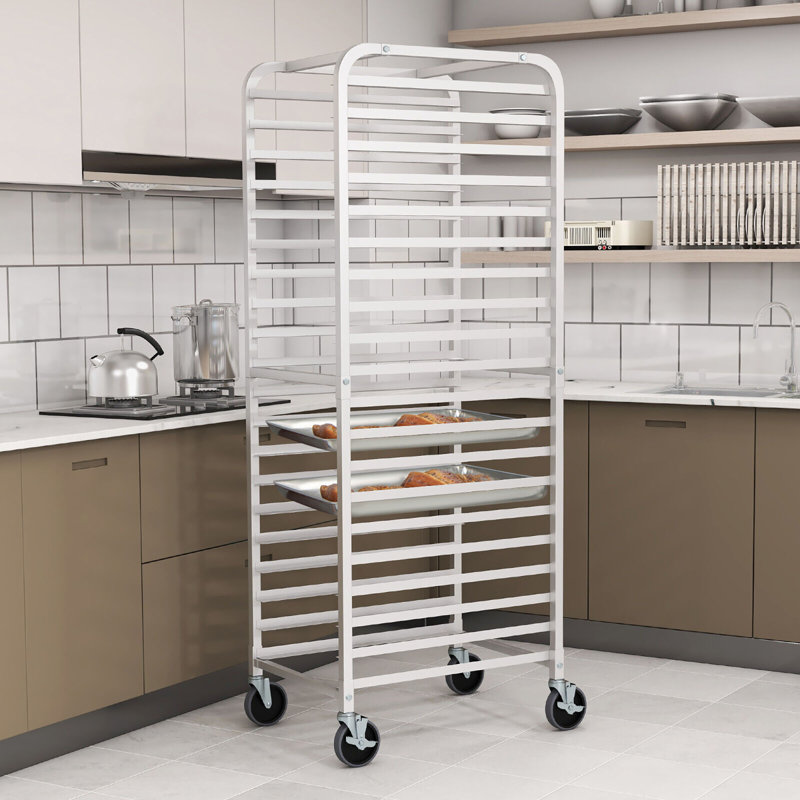 Étagère à paniers à 20 niveaux Gymax avec roulettes verrouillables espacées de 3 po pour la cuisine