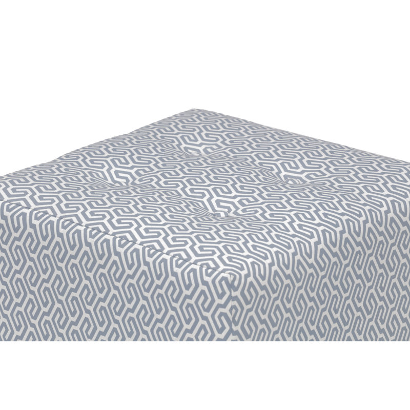 Dalery Upholstered Ottoman, White/Light Blue 100% Polyester