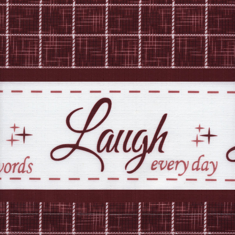 Checkered Tailored Kitchen Curtain, 58" W x 24" L, Burgundy