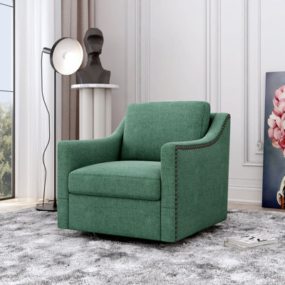 Fauteuil pivotant à 360 degrés, tissu ergonomique, conception ergonomique, clou en laiton, fauteuils décoratifs, chaises de salon, chaises de chambre, chaises de salon, pieds noirs, convenant aux intérieurs