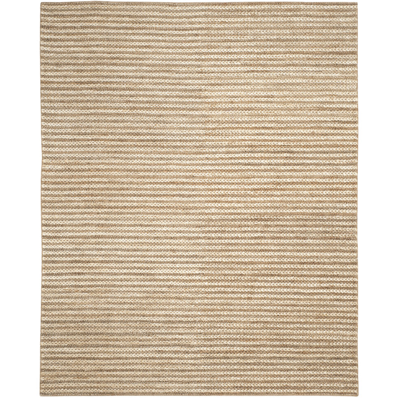 Natural Fiber Hand Woven Jute Striped Rug, Rectangle 8' x 10'