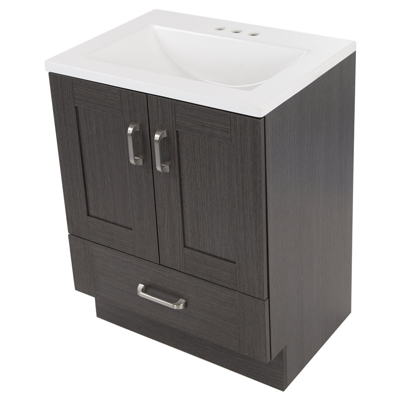 24.5" Single Bathroom Vanity With Cultured Marble Top, Milano Oak
