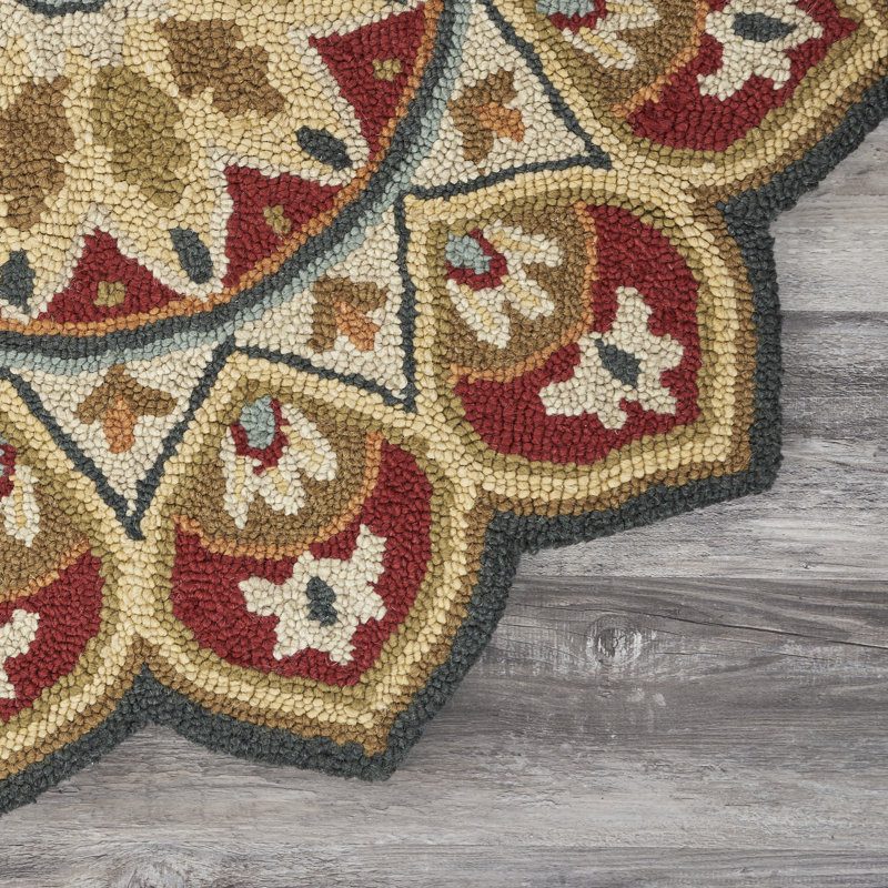 Tapis rouge en laine touffeté à la main Xenia, Rond 6 pi