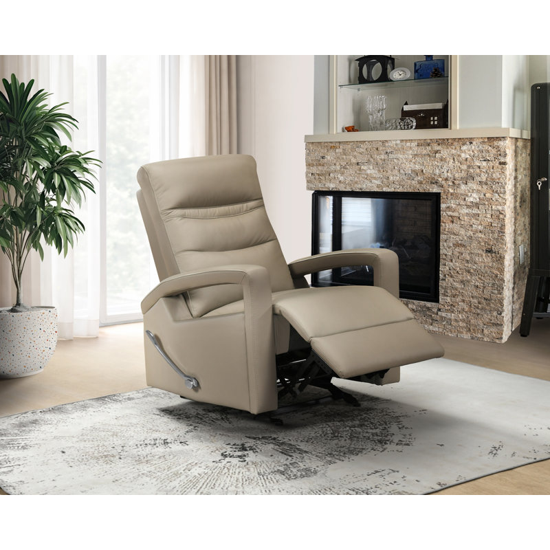 Fauteuil inclinable, cuir latte et similicuir, Latte