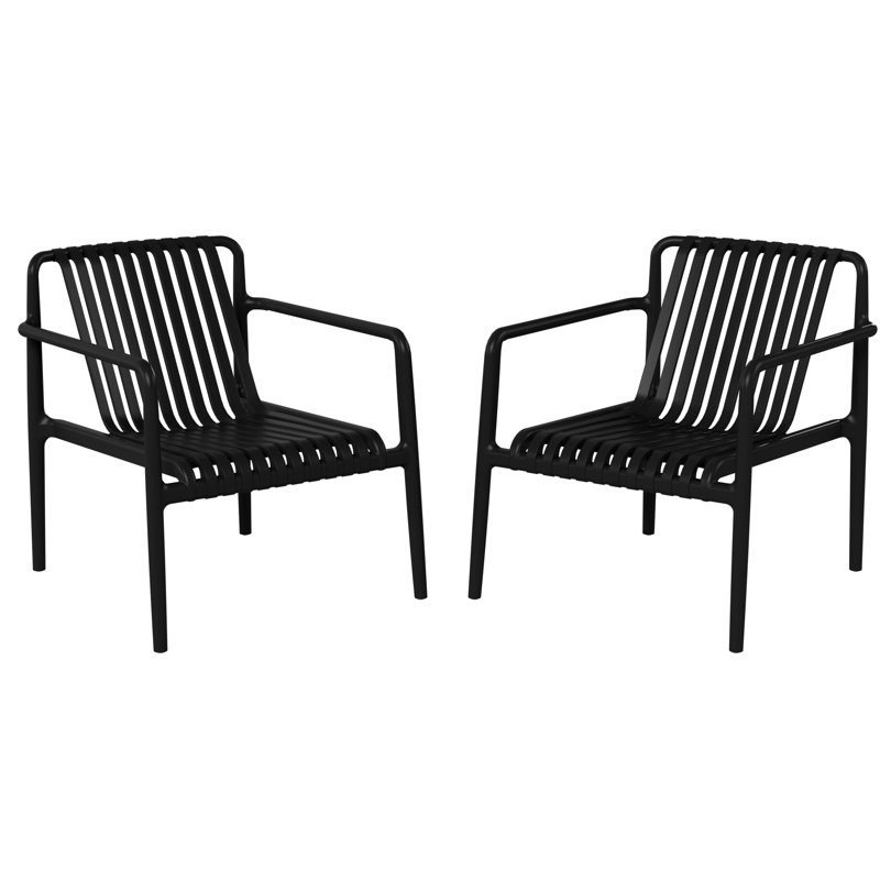 Fauteuil club de patio empilable (ensemble de 2), Black
