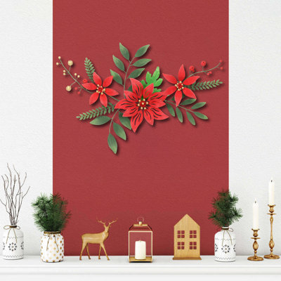 Clara Holiday Poinsettia Metal Floral Arrangement
