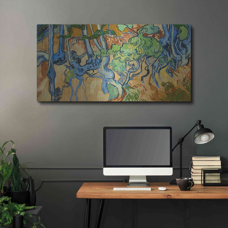 «Tree Roots» par Vincent Van Gogh, art mural en métal, H 24 po x l 48 po
