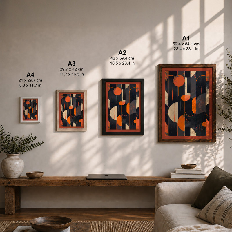Suspended Geometry Geometric - Framed Print, Oak, A3 - 42.0 x 29.7 cm