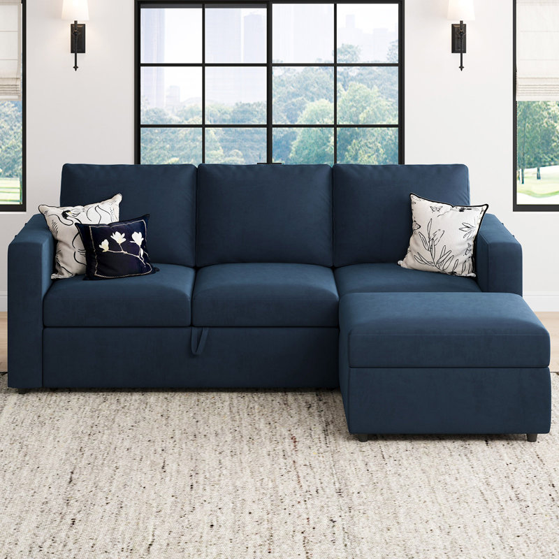 L Shaped Sofa Pull Out Sofa Bed Convertible Modular Sectional Couch Sleeper For Apartment