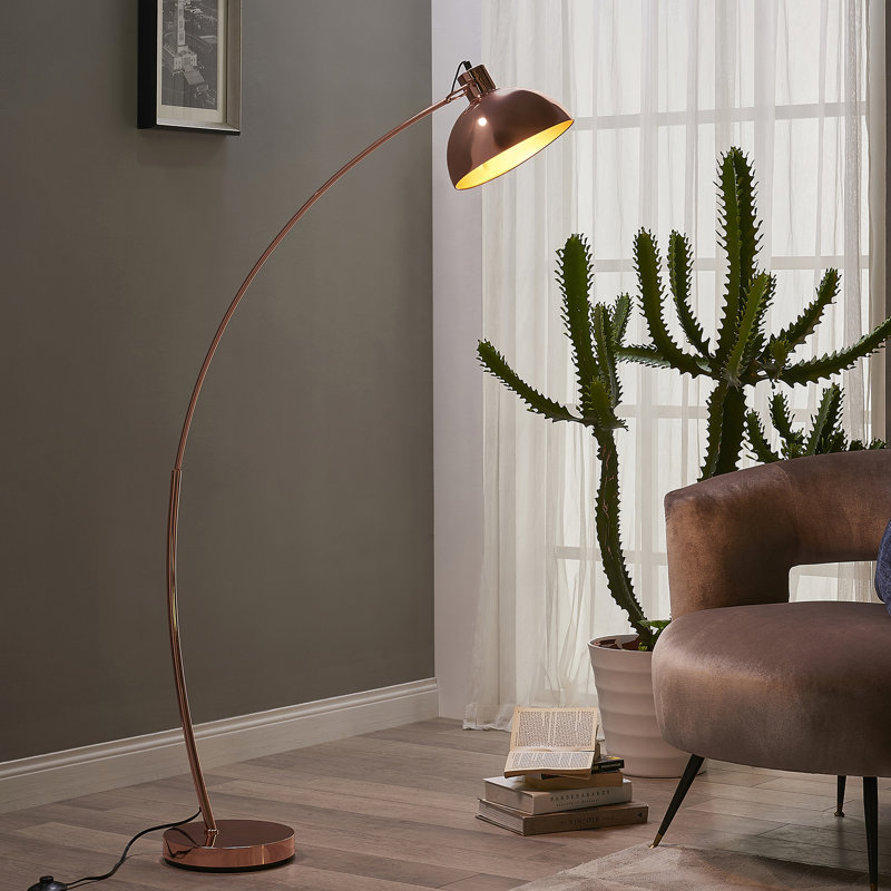Brandie 153 H cm Arched Floor Lamp, Rose Gold, Rose Gold