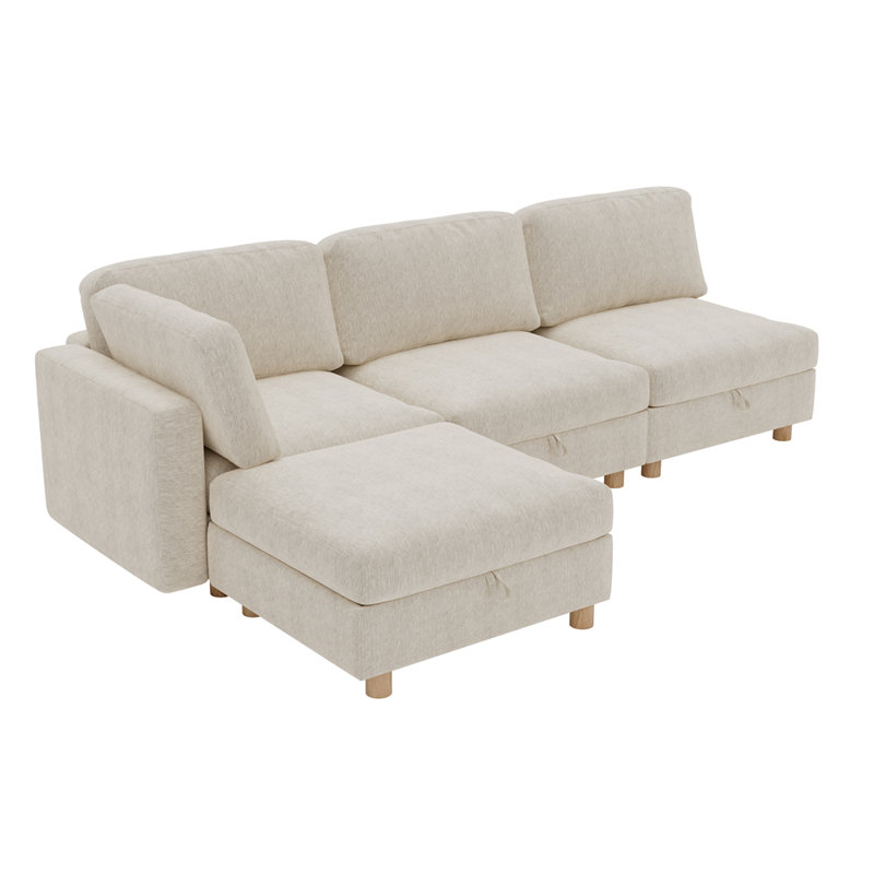 Canapé modulaire modulaire, canapé convertible avec rangement, Beige