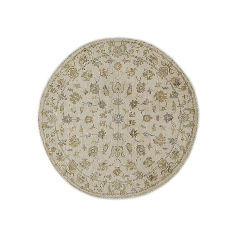 Daugherty Hand Knotted 4x4 Ivory Round