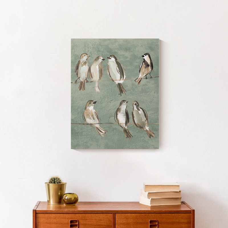 «Birds on a Wire Sage», reproduction sur toile, H 20 po x l 16 po