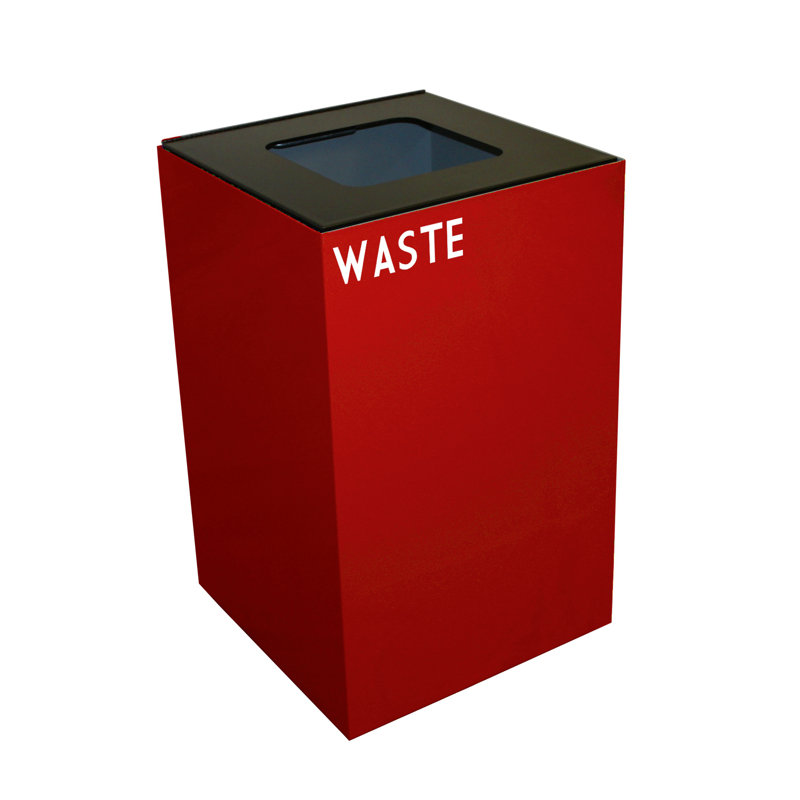 Poubelle de recyclage Geocube 24 gallons, Rouge écarlate, Carrée pour plastiques et déchets, 28 gallons