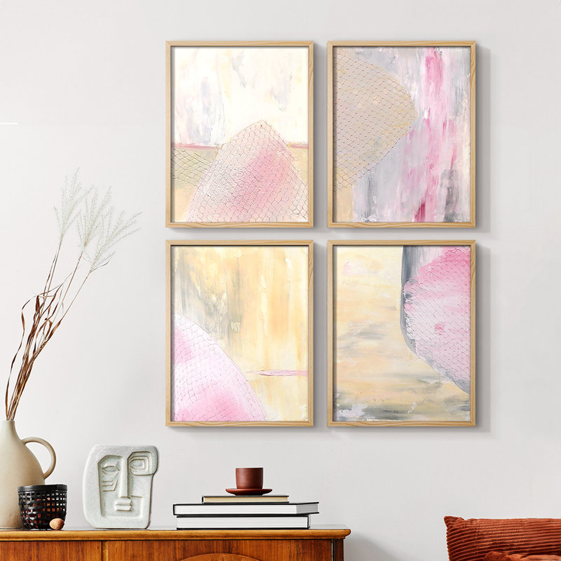 «Paper Slice II», ensemble de 4 reproductions encadrées, Naturel, H 20 po x l 16 po