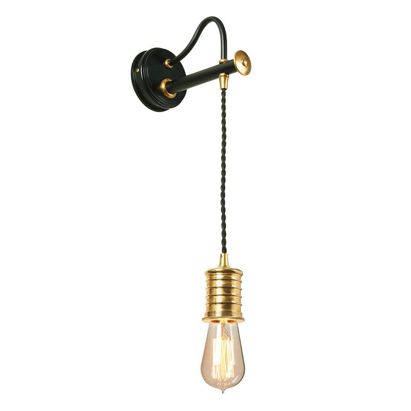Lowell Armed Sconce, Black/Polished brass