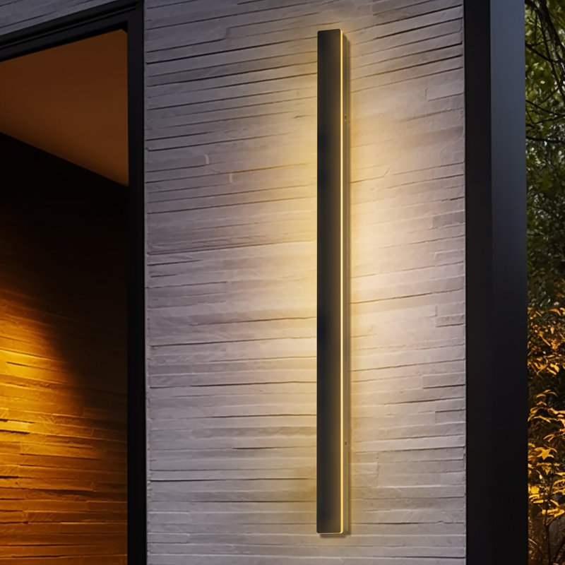 Aluminum Modern Linear IP65 Integrated LED Waterproof Hardwired Outdoor Wall Lights, Matte Black, 20, 39" H x 2.8" W x 1.8" D