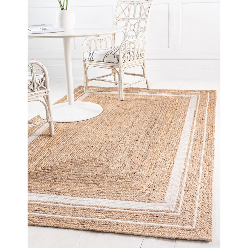 Tapis brun clair tressé à la main Ayako Southwestern, Rectangle 6 pi x 9 pi