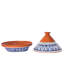 Tajine marocain suprême Kamsah - grand 5,5 pintes, céramique peinte à la main bleue-49531685-49531686