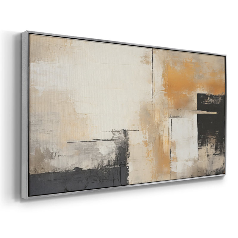 Abstrait, série CCL XXXI, toile tendue avec châssis, prête à être accrochée, H 17 po x l 33 po, Noir