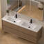 Lavabo en résine pour meuble-lavabo de salle de bain, avec deux lavabos rectangulaires encastrés, trou de robinet simple, comptoir de meuble-lavabo seulement