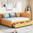 2 Drawer Upholstered Daybed In Yellow, Linen Fabric, No Box Spring, Stable Construction Storage Drawers Yellow Linen, Solid Wood Frame, Spring Needed For Space Saving-877255431