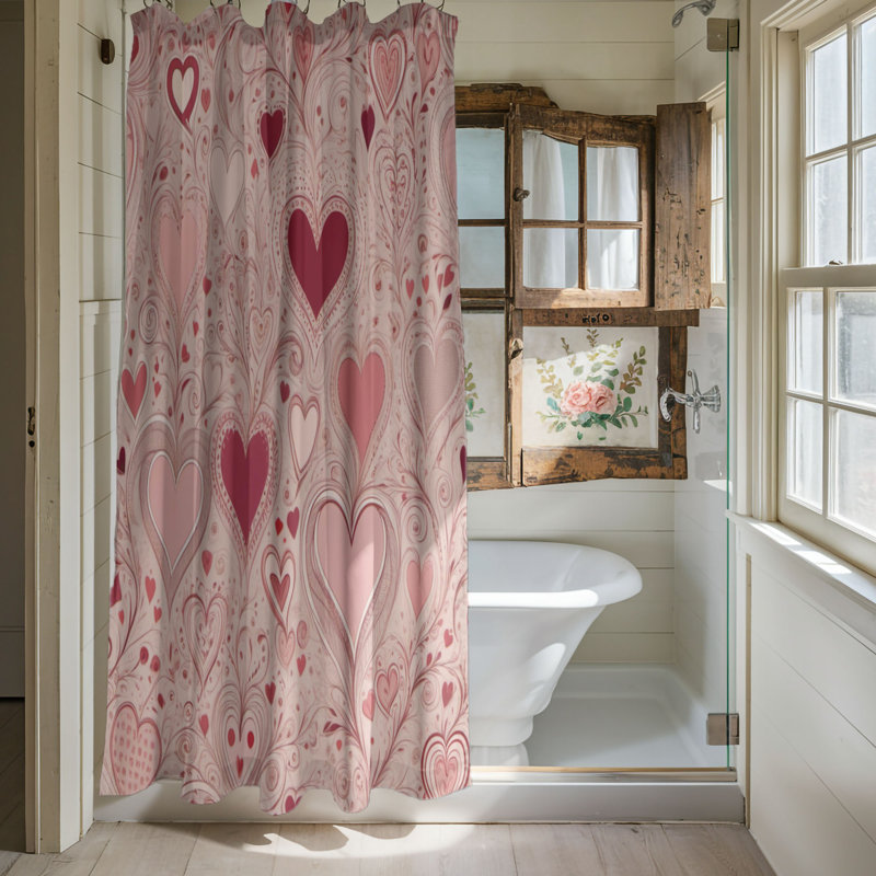 Rideau de douche standard 1 pièce Rosy Heart Whispers, H 74 po x l 40 po