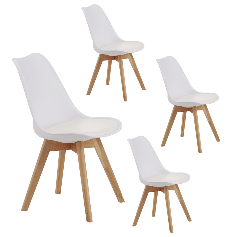 Ensemble de 4 chaises de salle à manger de style moderne médiéval, Blanc