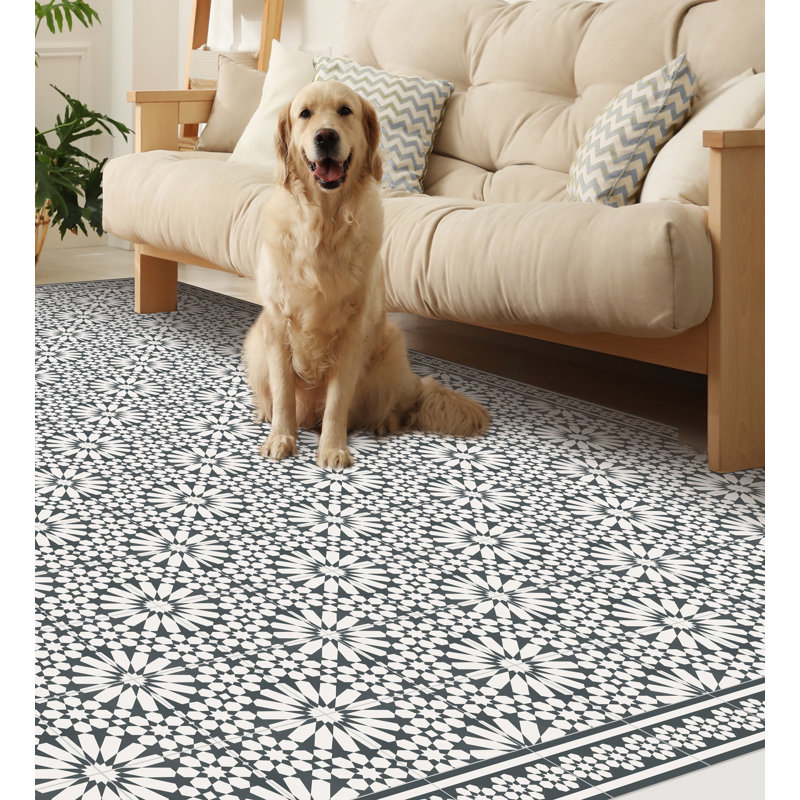 Golbus Vinyl Machine Printed Area Rug, Rectangle 4'4.4" x 6'6.7"