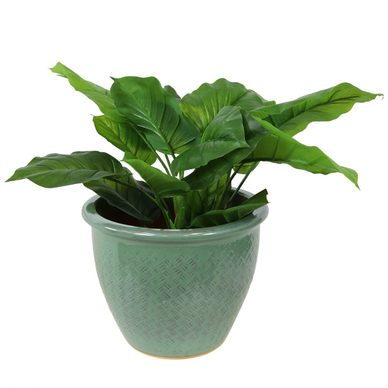 Round Ceramic Outdoor Planter - 15" x 15" x 12" - Pearl, Pearl
