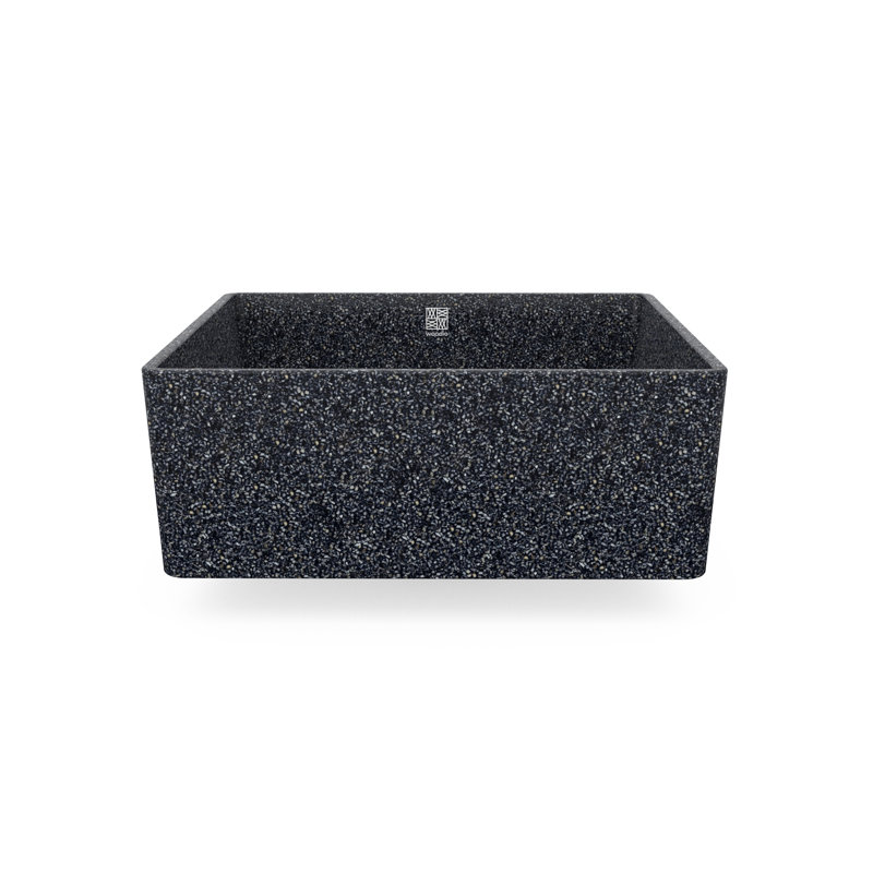 Woodio Cube40 15.748'' Wood Square Bathroom Sink, Stone