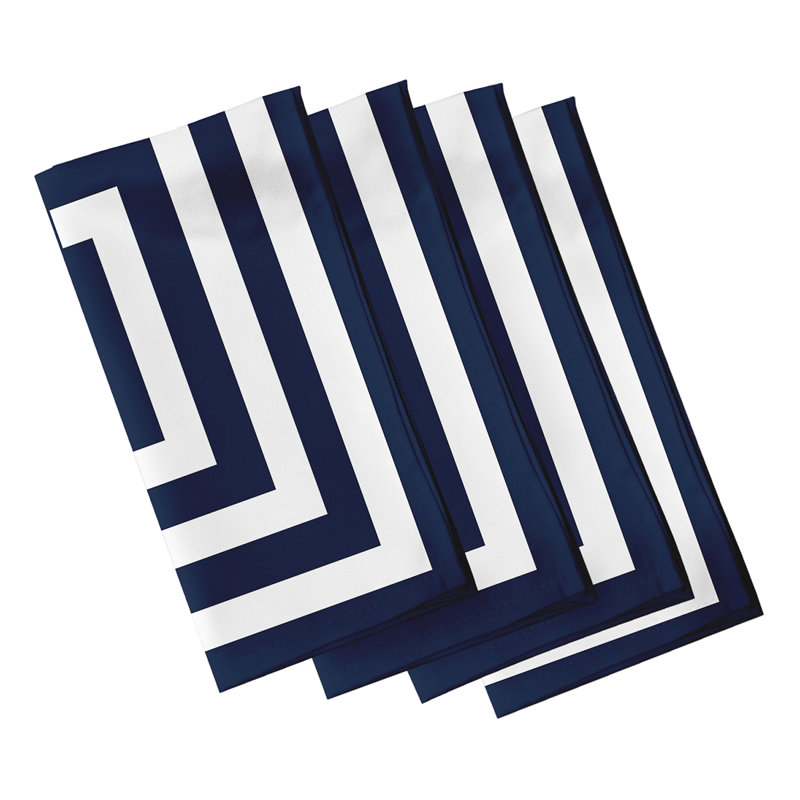 Aksel Polyester Geometric Square Napkin, Navy Blue