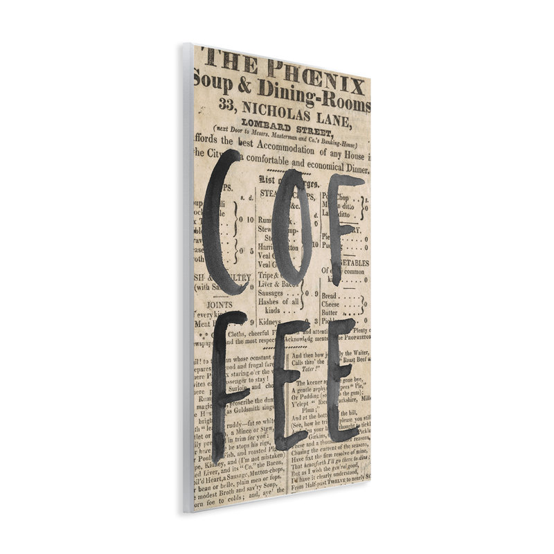 Plaque murale de journal Vintage Coffee, design par Lucille Price, H 15 po x l 10 po