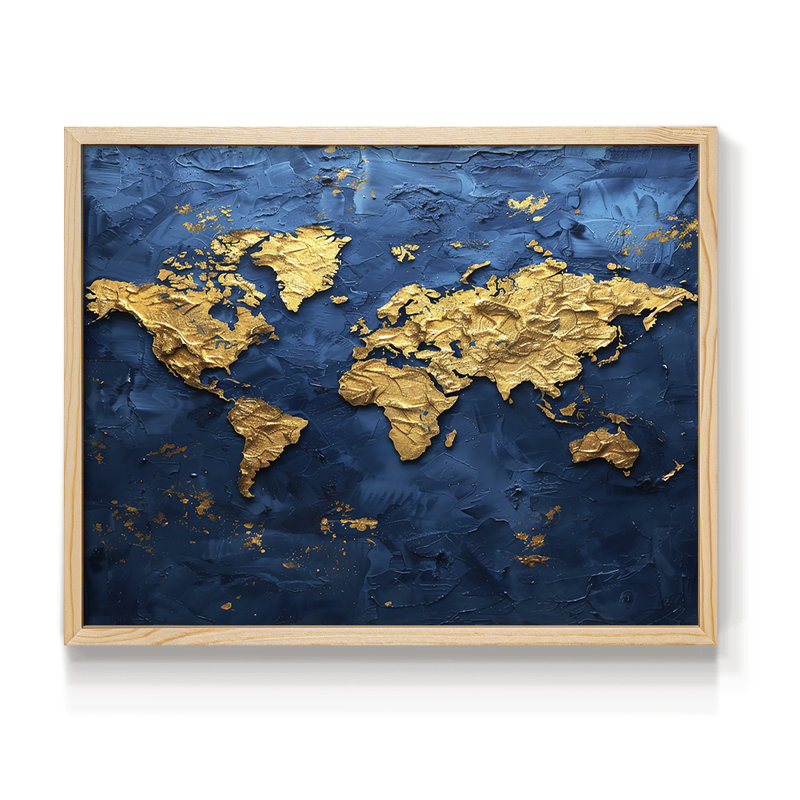 Map Series-I -Framed Print - Restickable, 8" H x 10" W, Natural