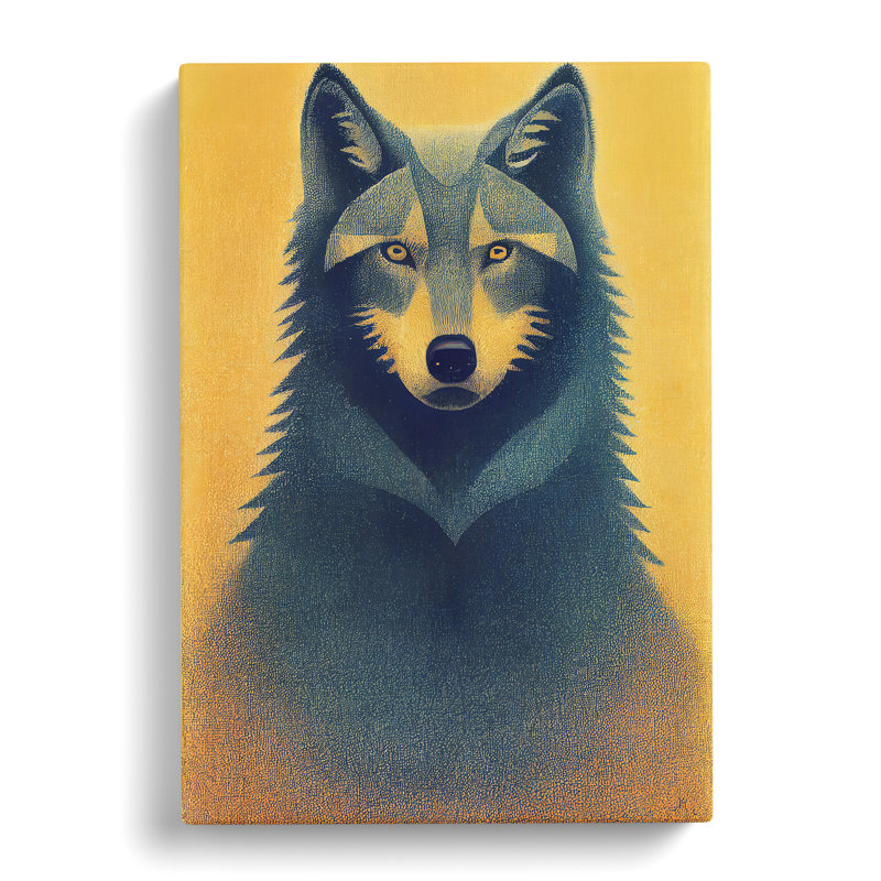 Retro Wolf Art - Wrapped Canvas, 50cm H x 35cm W x 3cm D