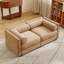 Causeuse élégante en chenille 2 places Camel - Canapé moderne en tissu avec siège de rangement caché et dossier / accoudoirs cylindriques