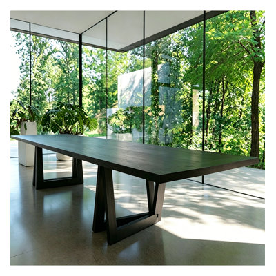 Minimalist Two Trestle Frame Solid Pine Study Desk