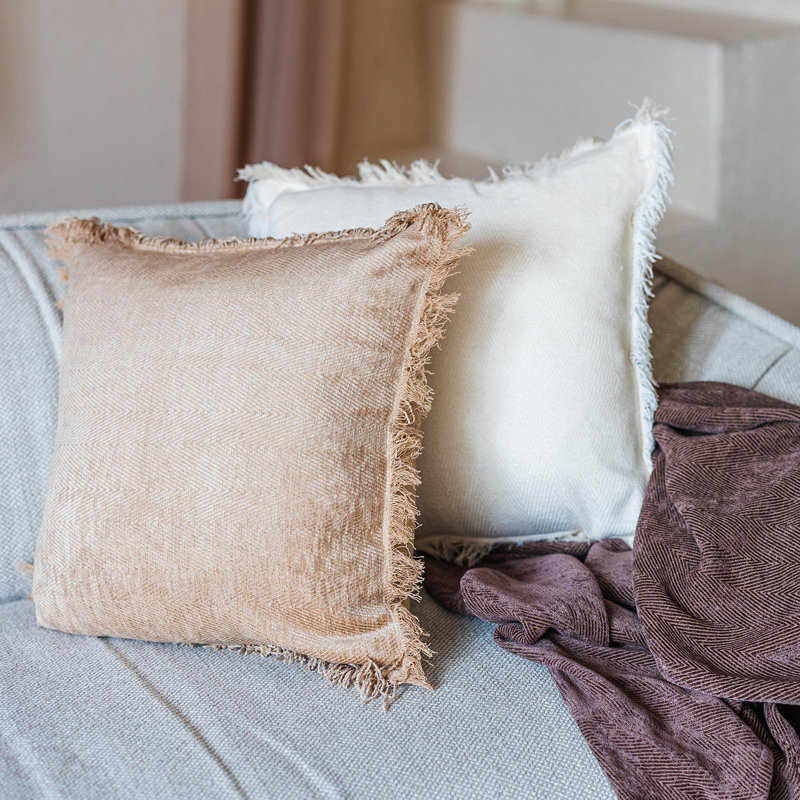 Braid Pattern Cushion Cover, Cream, 18" H x 18" W