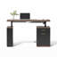Bureau debout électrique à hauteur ajustable de 53 po avec 2 tiroirs et rangement ouvert, charge intégrée, panneau d'intimité - Bureau de direction pour bureau personnel-49795734