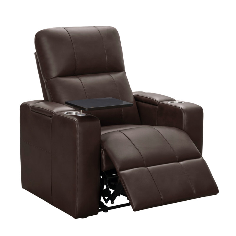 Fauteuil inclinable électrique avec 1 table, brun (ensemble de 2)
