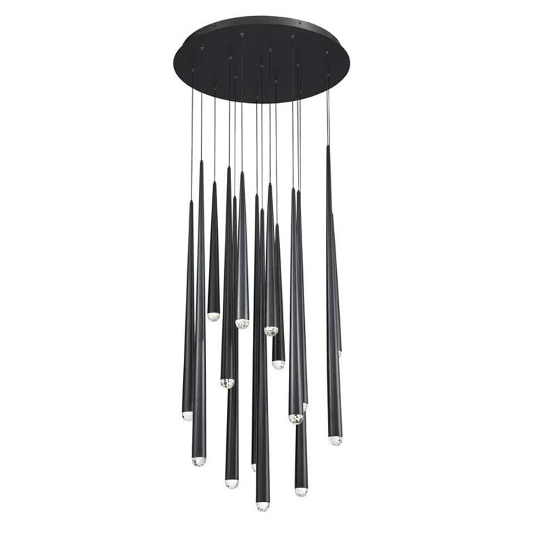 Cascade 23 - Light Dimmable Tiered Chandelier, Matte Black, 10