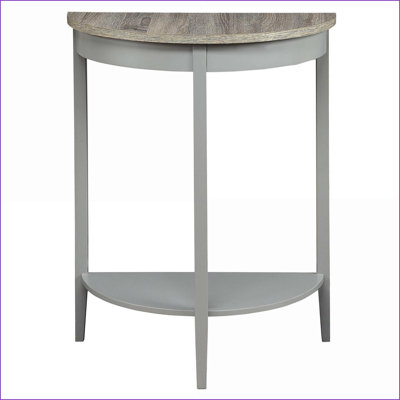 Transitional Grey Oak Half Moon Console Table for Entryway, Rustic Style with Bottom Storage