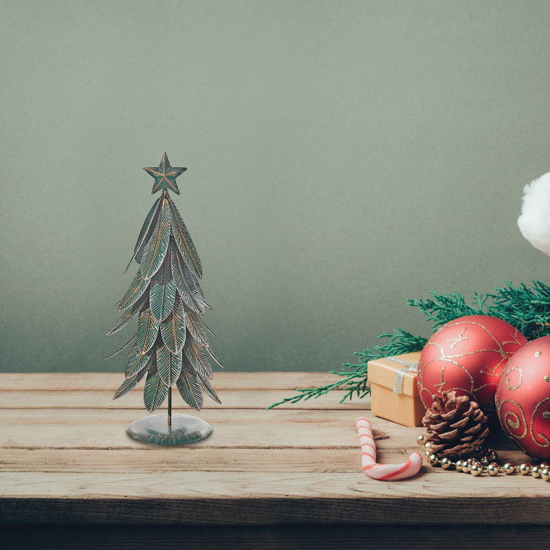 Décoration de table arbre de Noël en métal petit, H 8 po x l 4 po x P 2 po