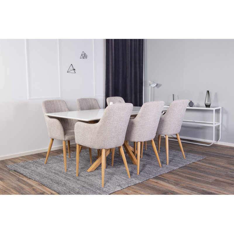 Chelsey 6 - Person Dining Set, White, Light Grey/Oak