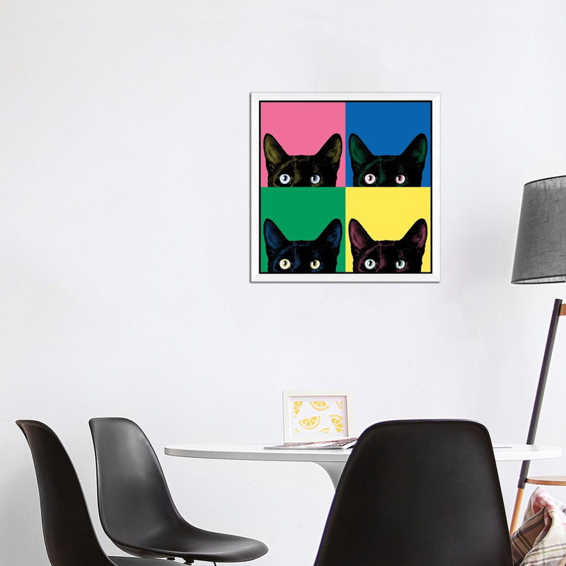 Curiosity Pop by Jon Bertelli - Painting on Canvas, White Floater Framed, 66.04 cm H x 66.04 cm W