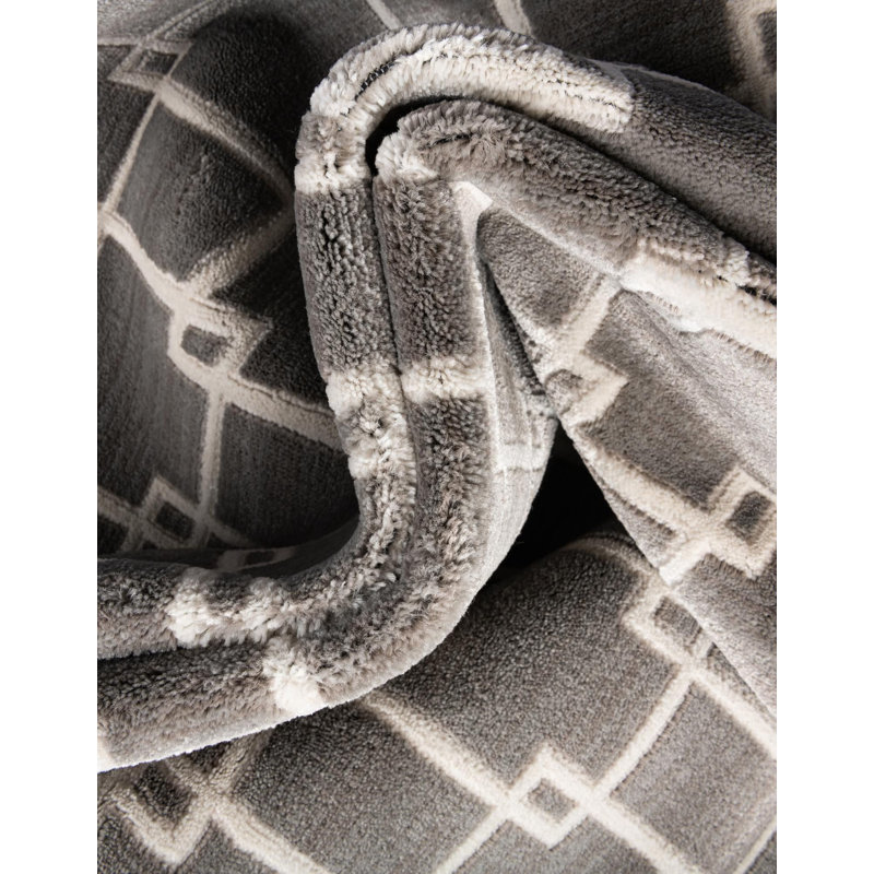 Tapis contemporain gris Ogorman, Rond 3 pi 1 po