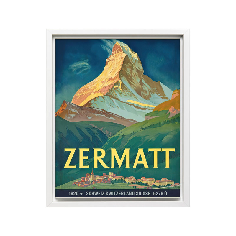 Zermatt, Canevas, H 24 po x l 32 po, Encadrement blanc