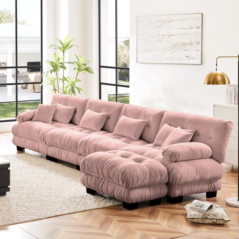 Combinaison libre, canapé modulaire modulaire, canapé pour le salon, confortable avec repose-pieds convertible, chenille