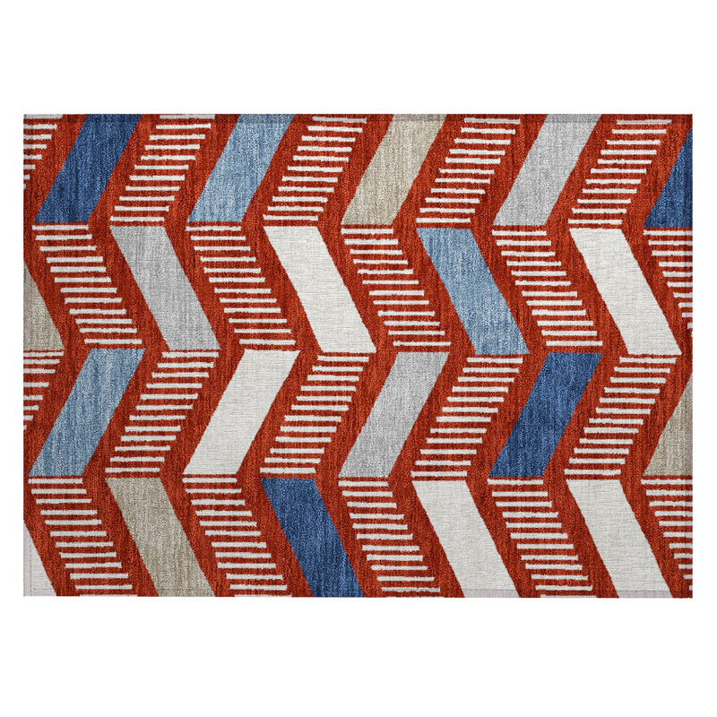 Machine Washable Indoor/Outdoor Chantille ACN2911 Geometric Rug, Red, 2'6" x 3'10"